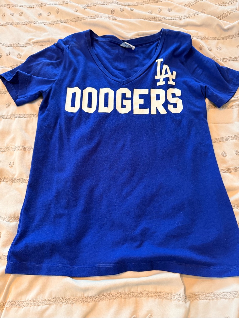 PINK Victoria's Secret Blue Dodgers V-Neck Tee